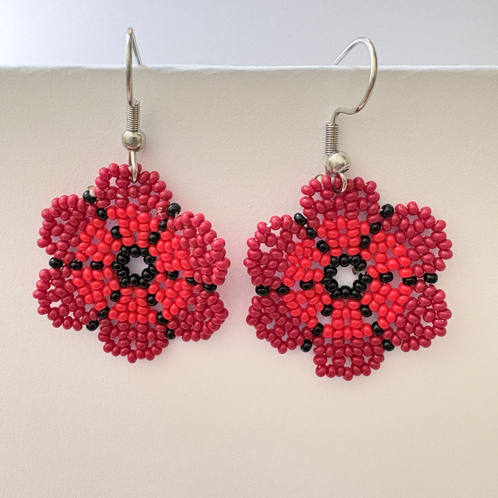 Boucles d'oreilles Fleur rouge 1-1