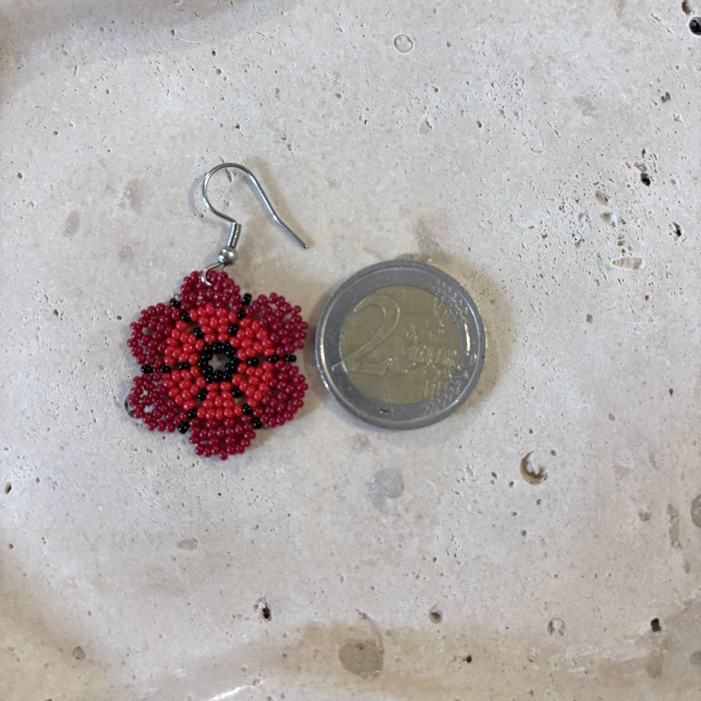 Boucles d'oreilles Fleur rouge 1-3