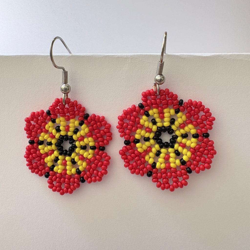 Boucles d'oreilles Fleur rouge 2-1