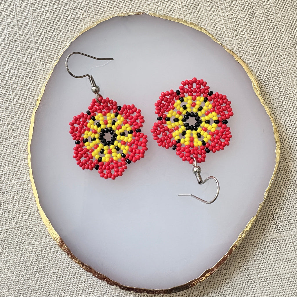 Boucles d'oreilles Fleur rouge 2-2