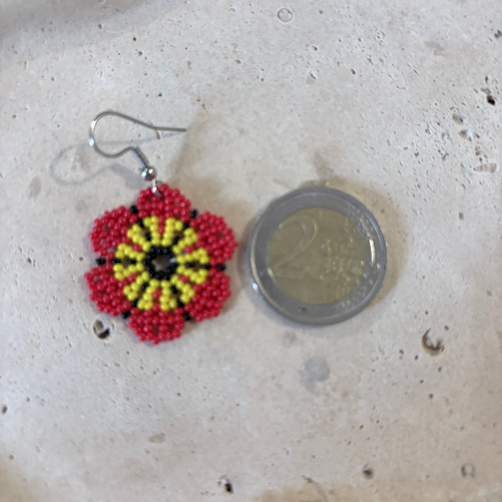 Boucles d'oreilles Fleur rouge 2-3