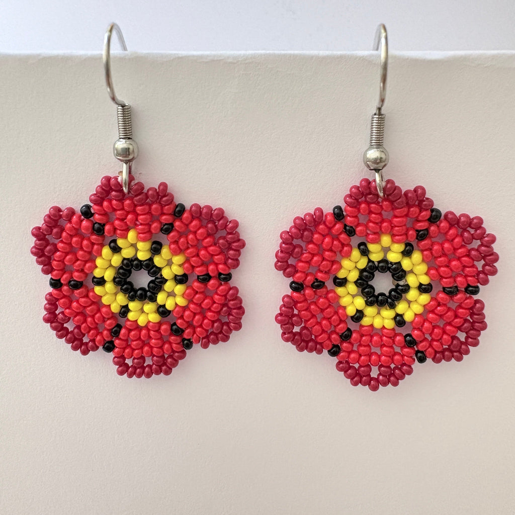 Boucles d'oreilles Fleur rouge 3-1