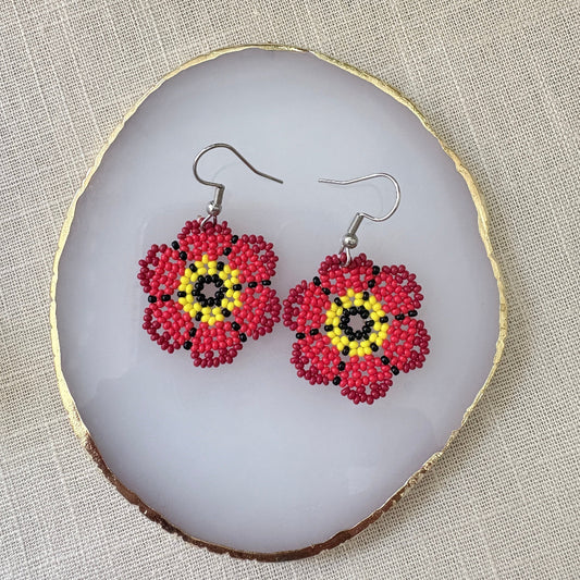 Boucles d'oreilles Fleur rouge 3-2