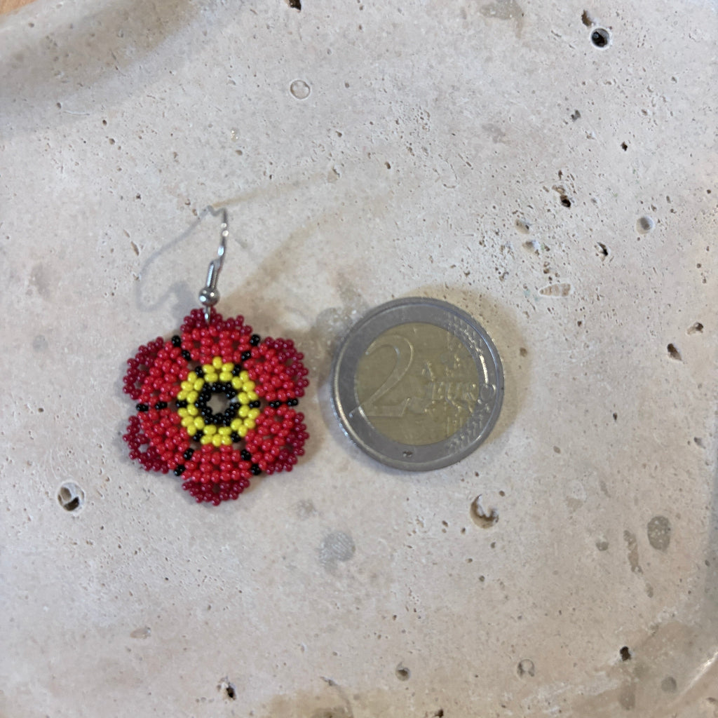 Boucles d'oreilles Fleur rouge 3-3