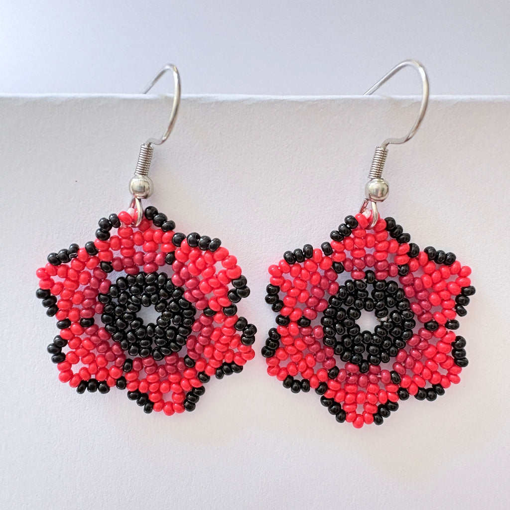 Boucles d'oreilles Fleur rouge 4-1