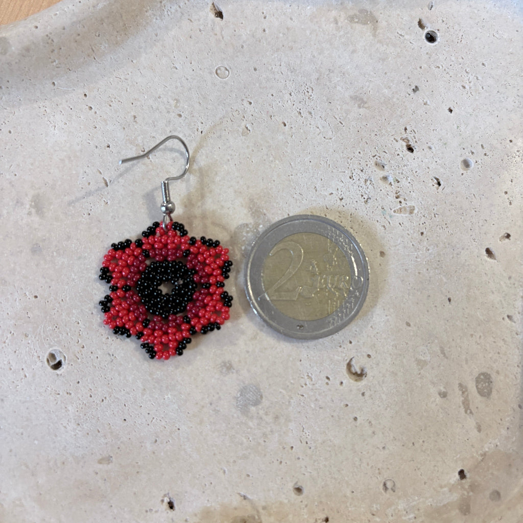 Boucles d'oreilles Fleur rouge 4-3