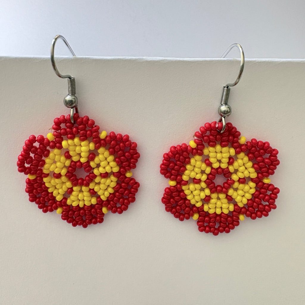 Boucles d'oreilles Fleur rouge 5-1