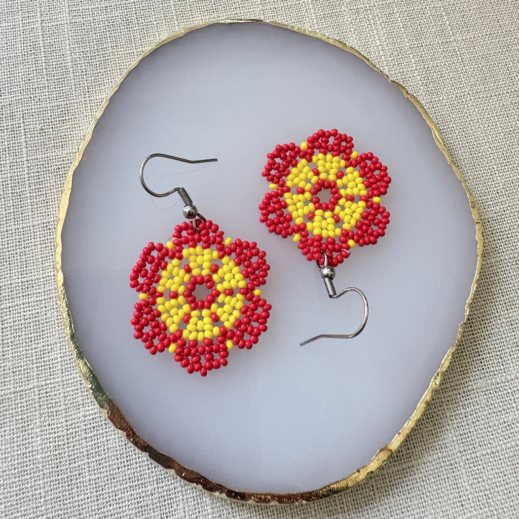 Boucles d'oreilles Fleur rouge 5-2