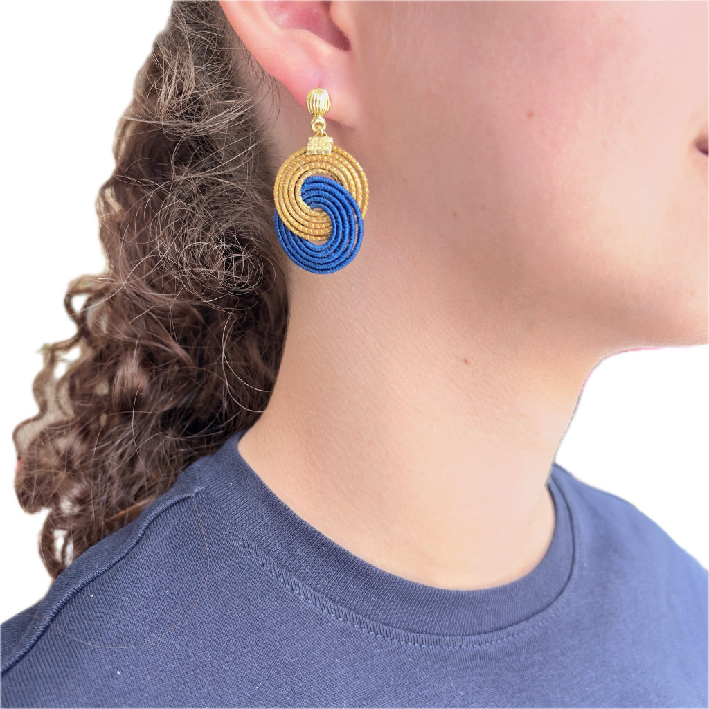 Boucles d'oreilles Capim Dourado et buriti bleu