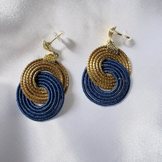 Boucles d'oreilles Capim Dourado et buriti bleu