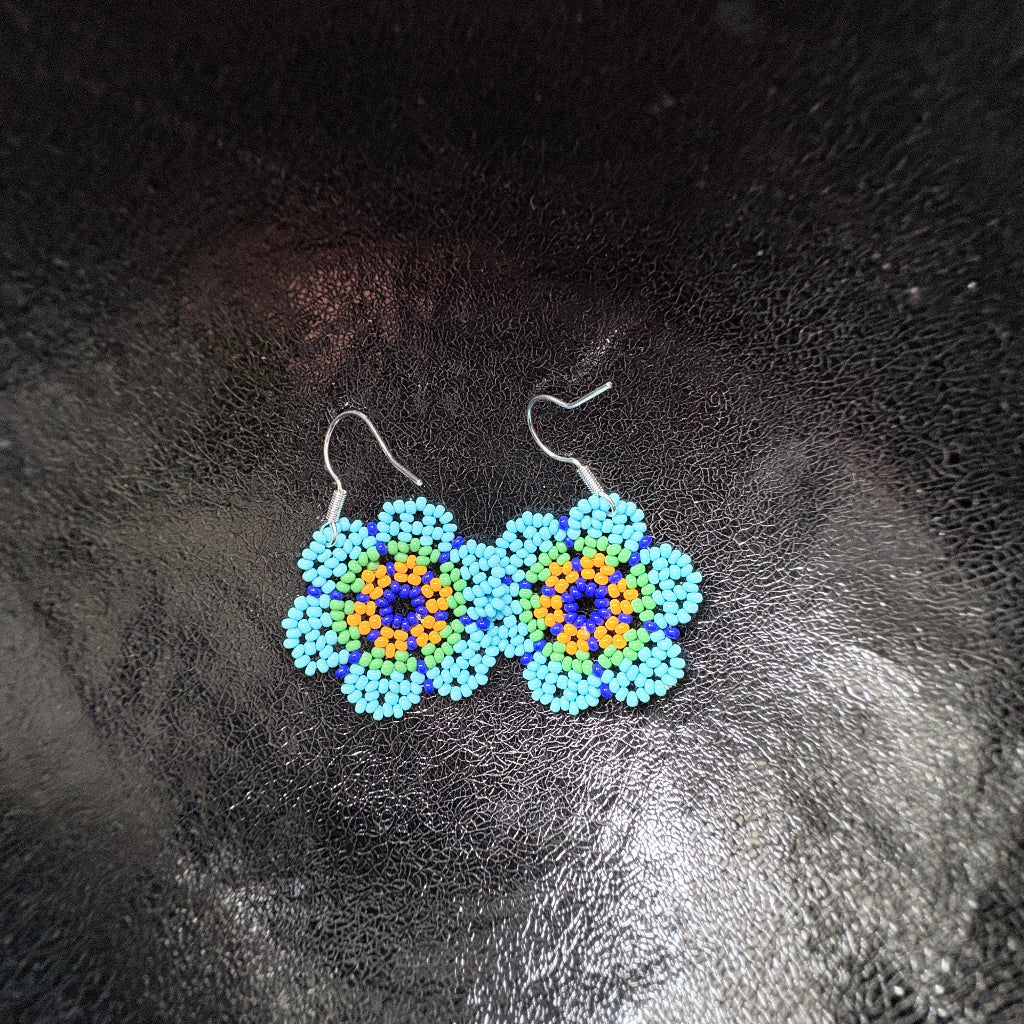 Boucles oreilles fleur bleue 7