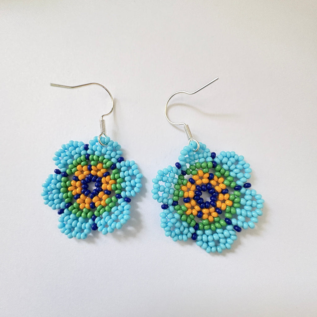 Boucles oreilles fleur bleue 7