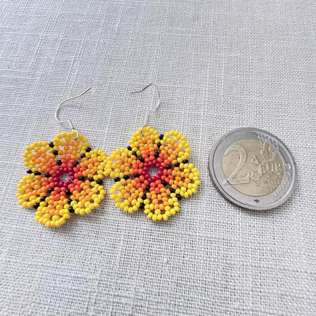 Boucles oreilles fleur jaune 1