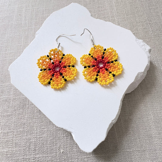 Boucles oreilles fleur jaune 1