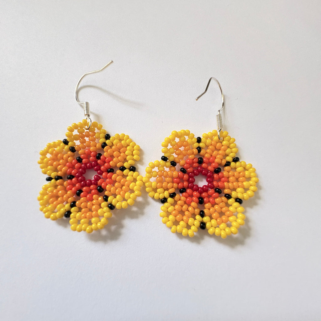 Boucles oreilles fleur jaune 1