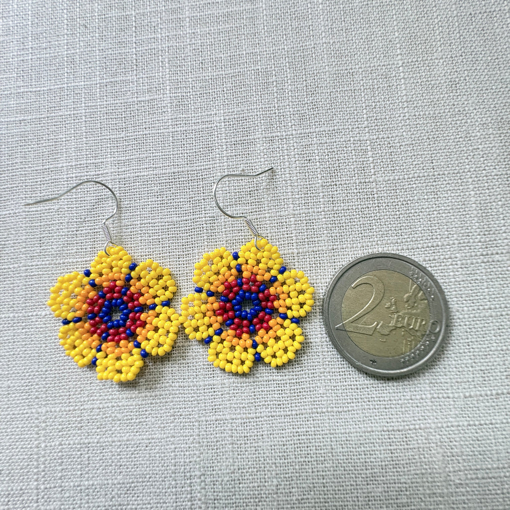 Boucles oreilles fleur jaune 2