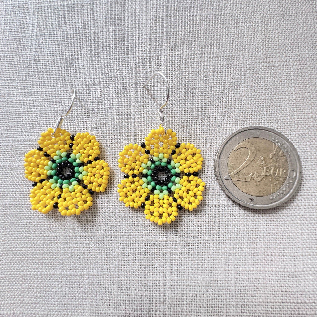 Boucles oreilles fleur jaune 3