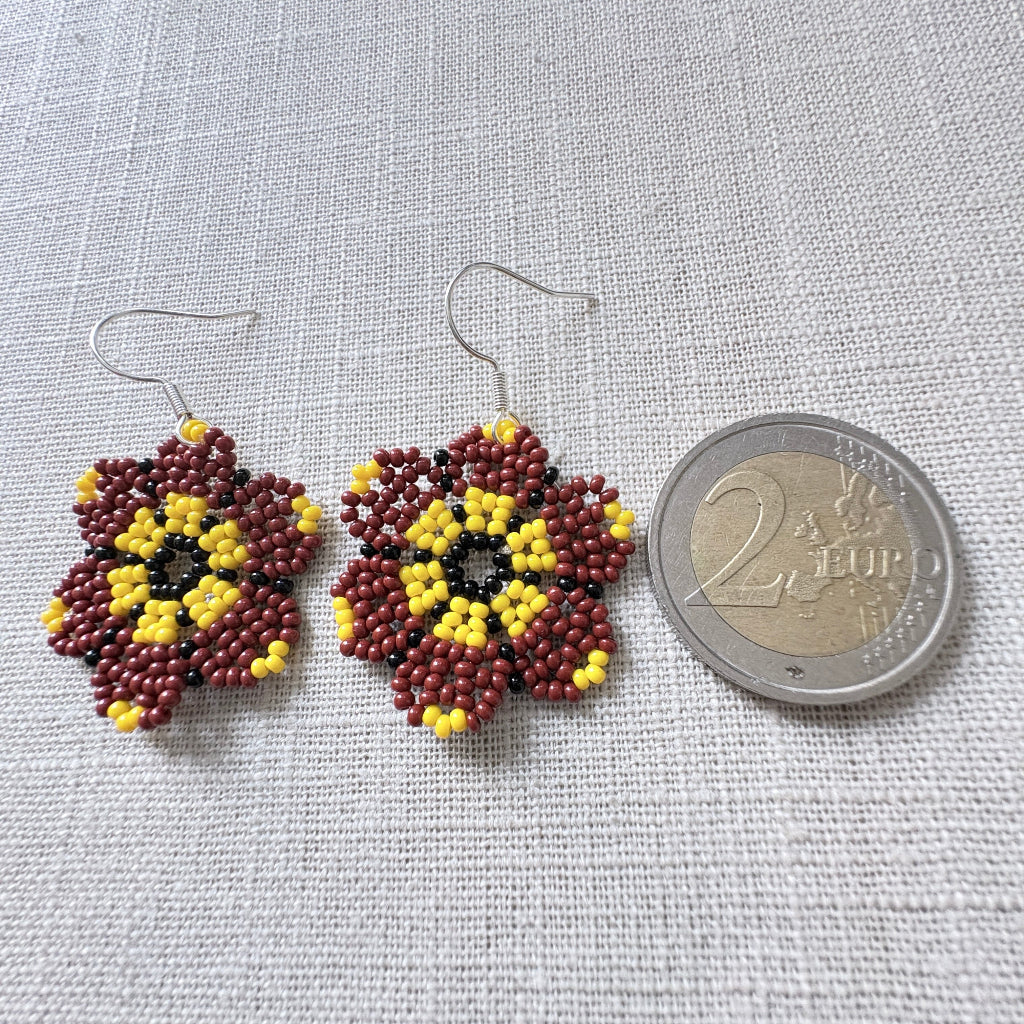 Boucles oreilles fleur marron