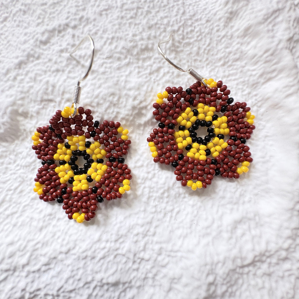 Boucles oreilles fleur marron