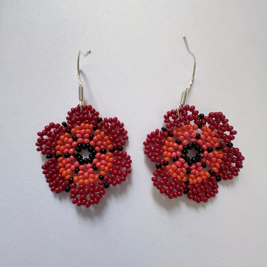 Boucles oreilles fleur rouge