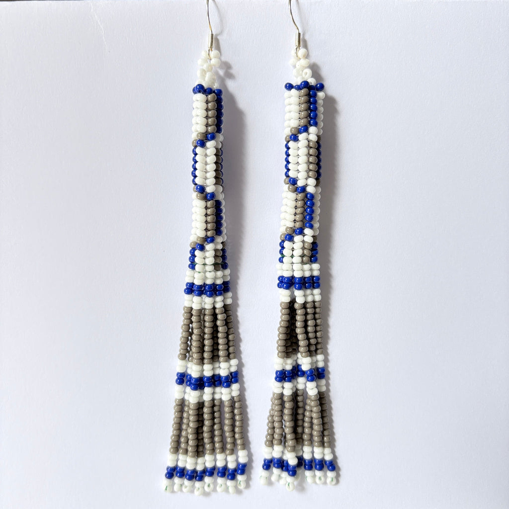 Boucles oreilles verre corail bleu