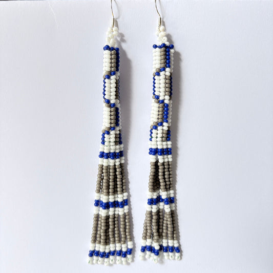 Boucles oreilles verre corail bleu
