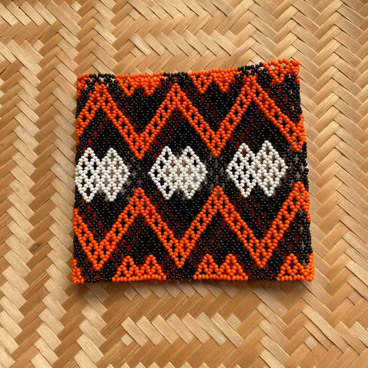 Bracelet Miçanga - grande taille - blanc et orange - Ethnie Kayapo