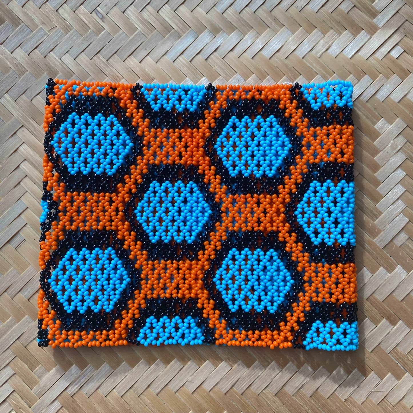 Bracelet Miçanga Kayapo - très grande taille - orange et bleu