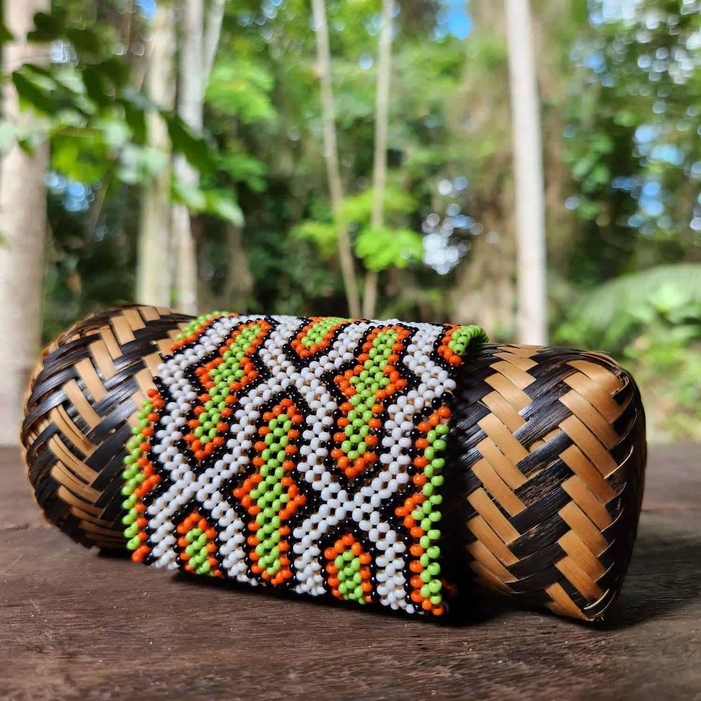 Bracelet Miçanga Kayapo - très grande taille - vert et blanc