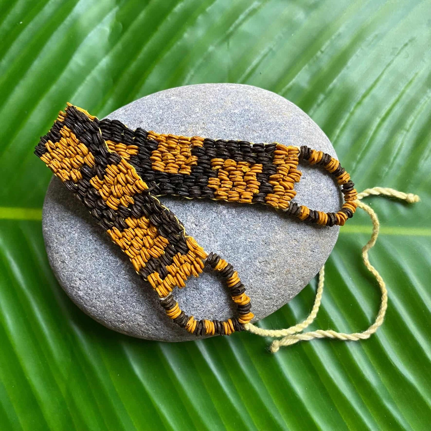 Bracelet Morototo - Jaune et marron - Ethnie Pataxo