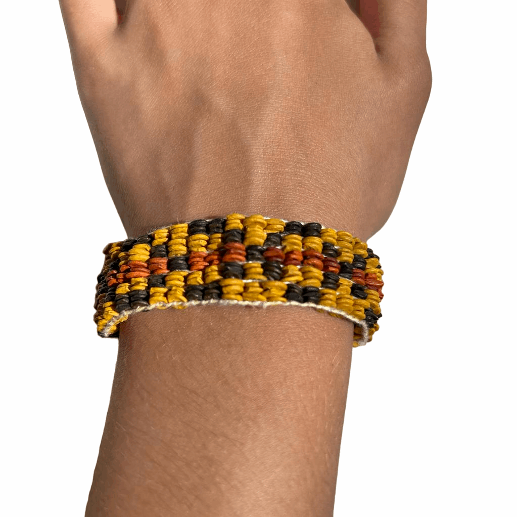 Bracelet Morototo - Jaune, rouge et marron - Ethnie Pataxo