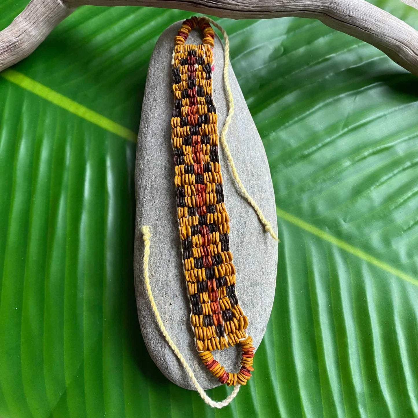 Bracelet Morototo - Jaune, rouge et marron - Ethnie Pataxo