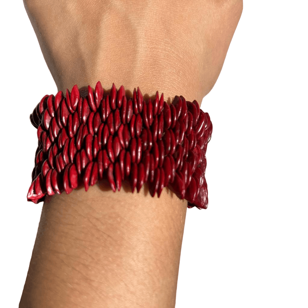 Bracelet de graines de jueirana rouge - Ethnie Pataxo