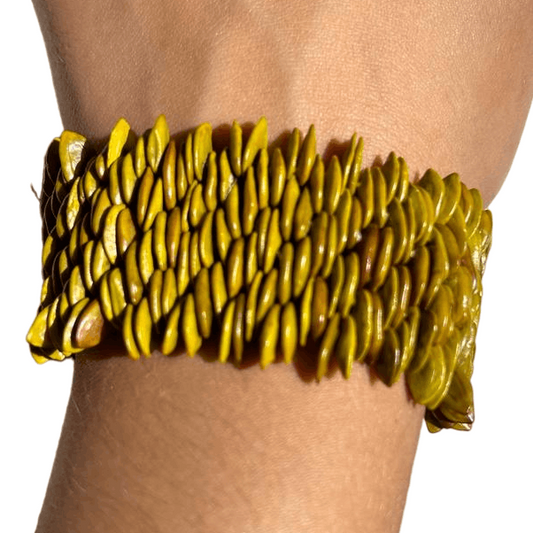 Bracelet de graines naturelles de jueirana beige - Ethnie Pataxo