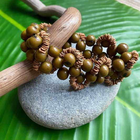 Bracelet morototo et açai vert - Ethnie Pataxo