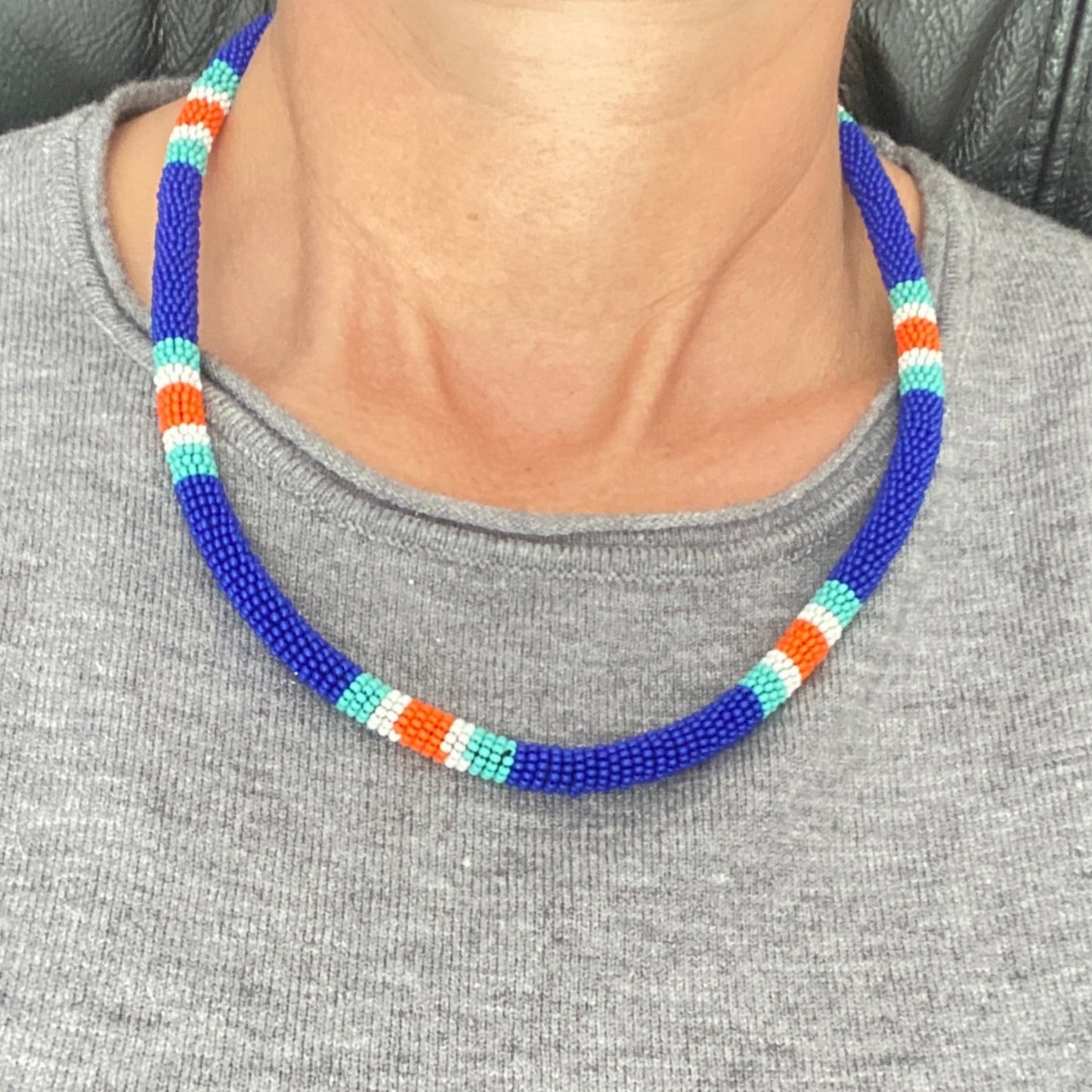 Collier corail miçanga bleu - Ethnie Borari