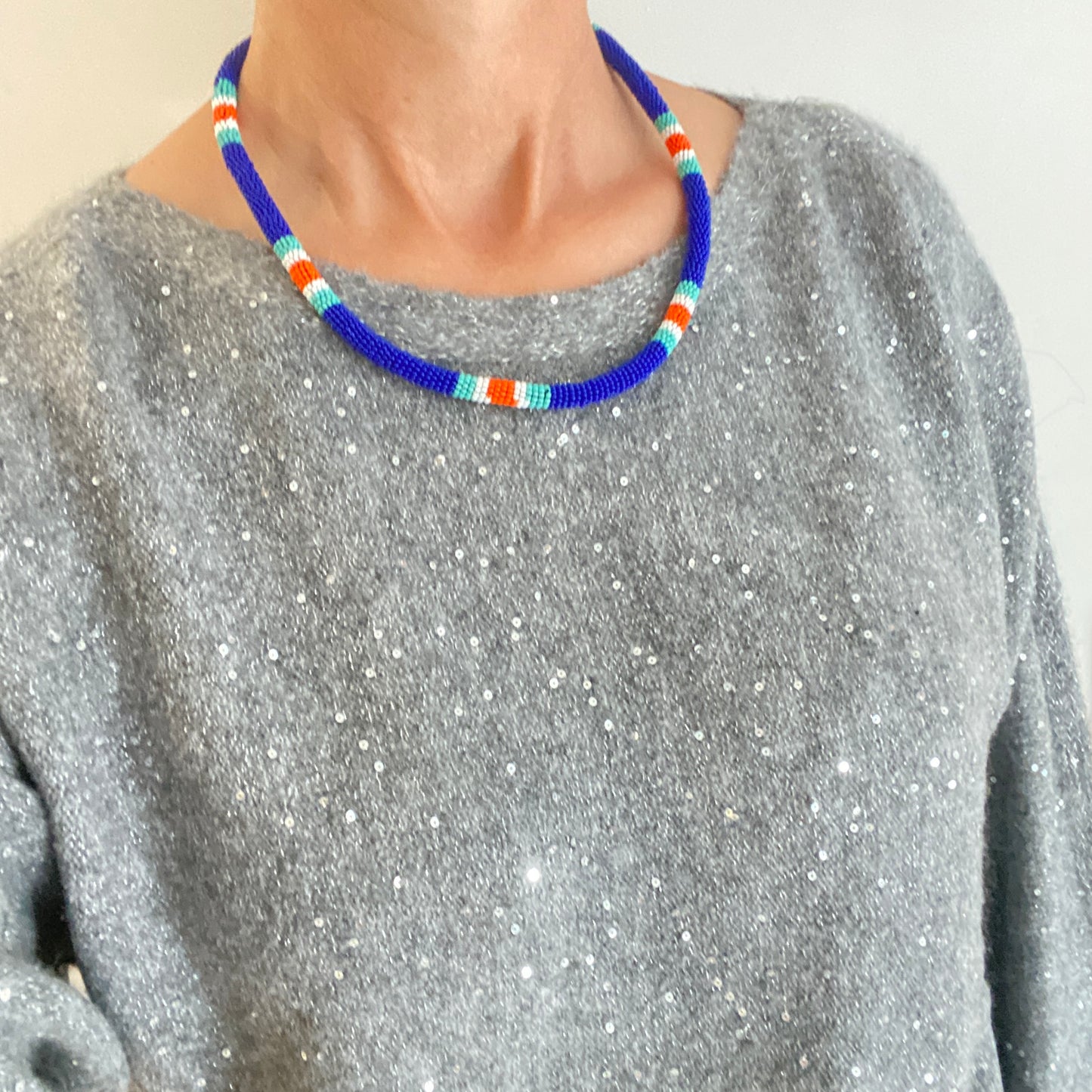 Collier corail miçanga bleu - Ethnie Borari