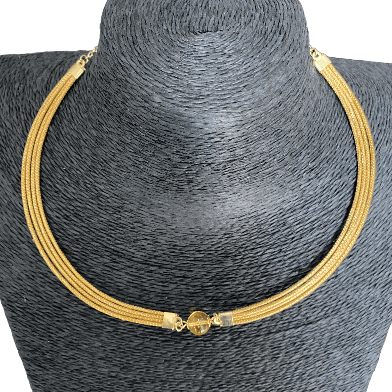 Collier Capim Dourado 4 lignes - citrine