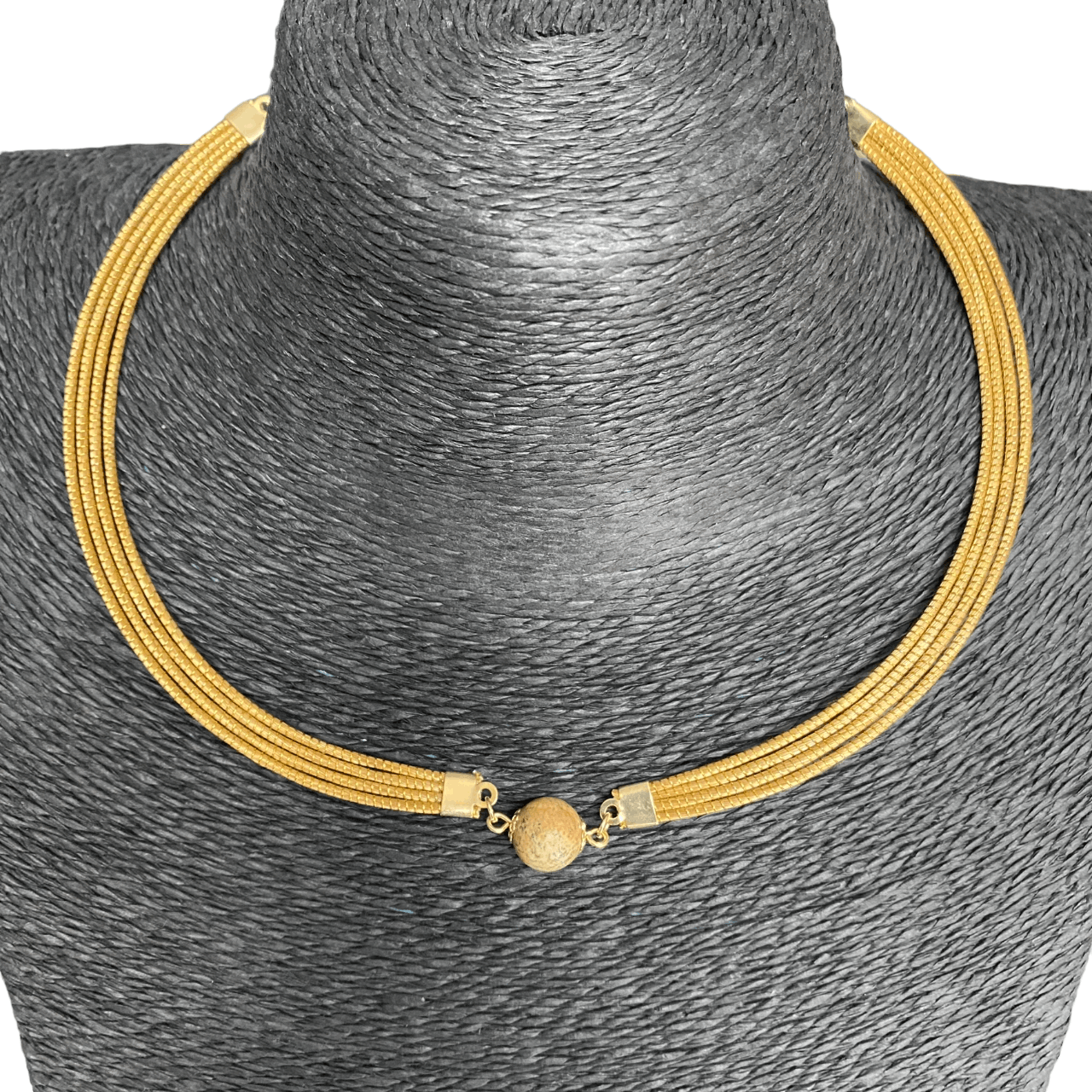 Collier Capim Dourado 4 lignes - pierre jaspe bois