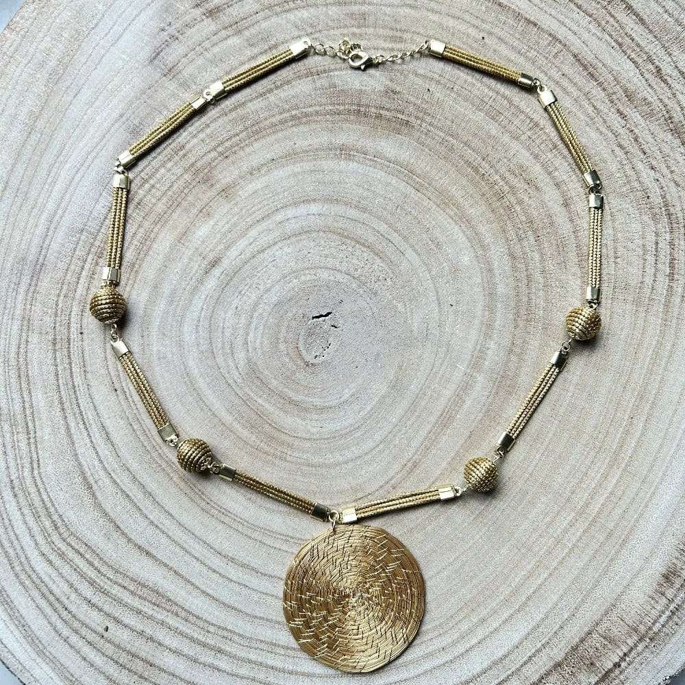 Collier Capim Dourado 4 perles et mandala