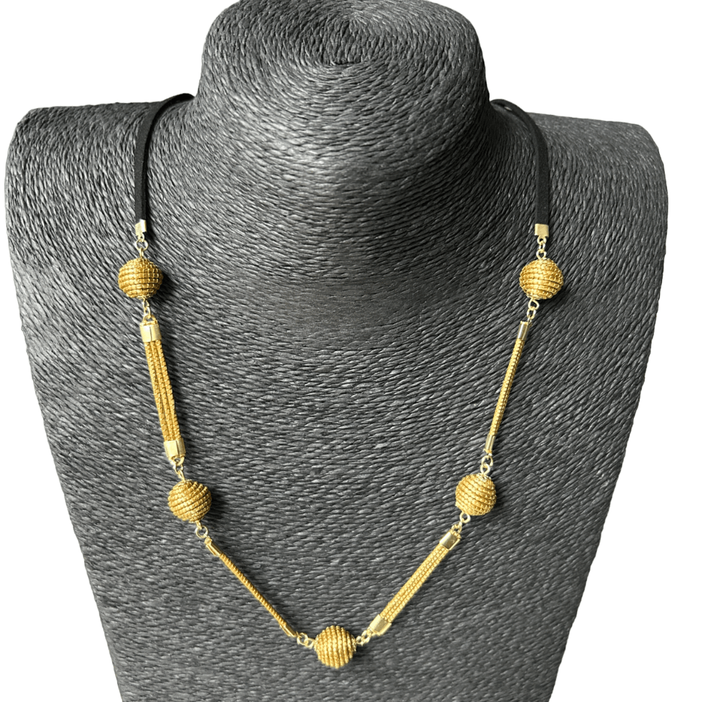 Collier Capim Dourado perles - cordon suédine