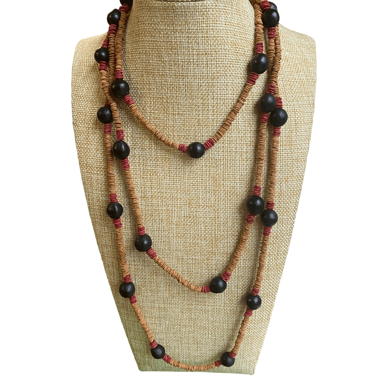 Collier de graines de morototo marron et rouge et saboneteira avec fermoir