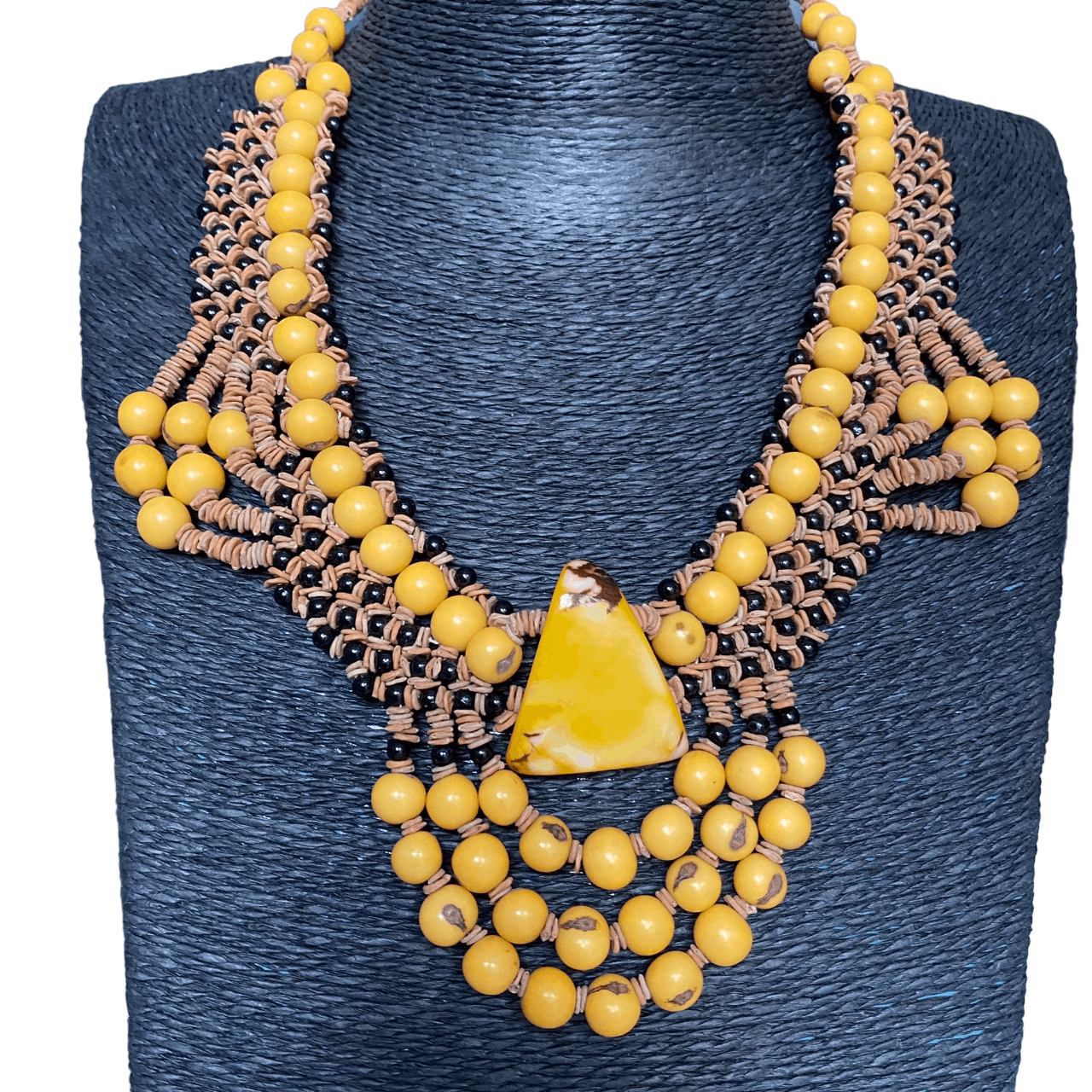 Collier de graines morototo et açai jaune - Ethnie Pataxo