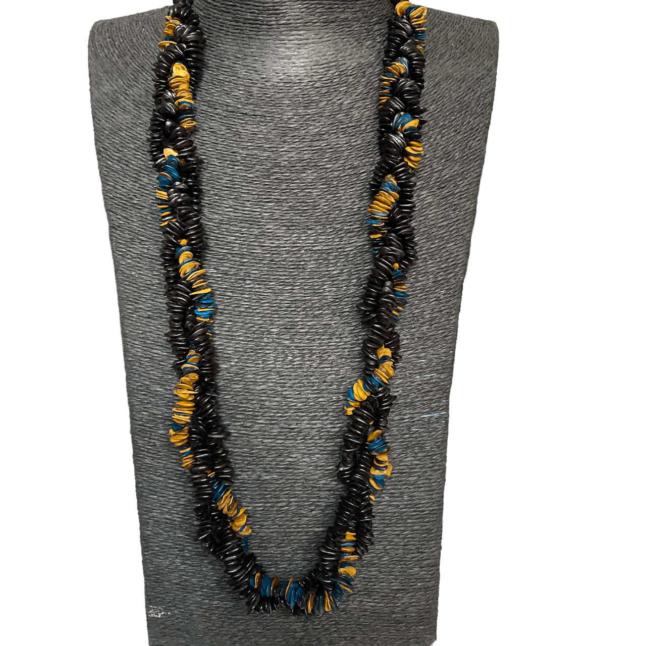 Collier sautoir torsadé noir et jaune jueirana - Ethnie Pataxo