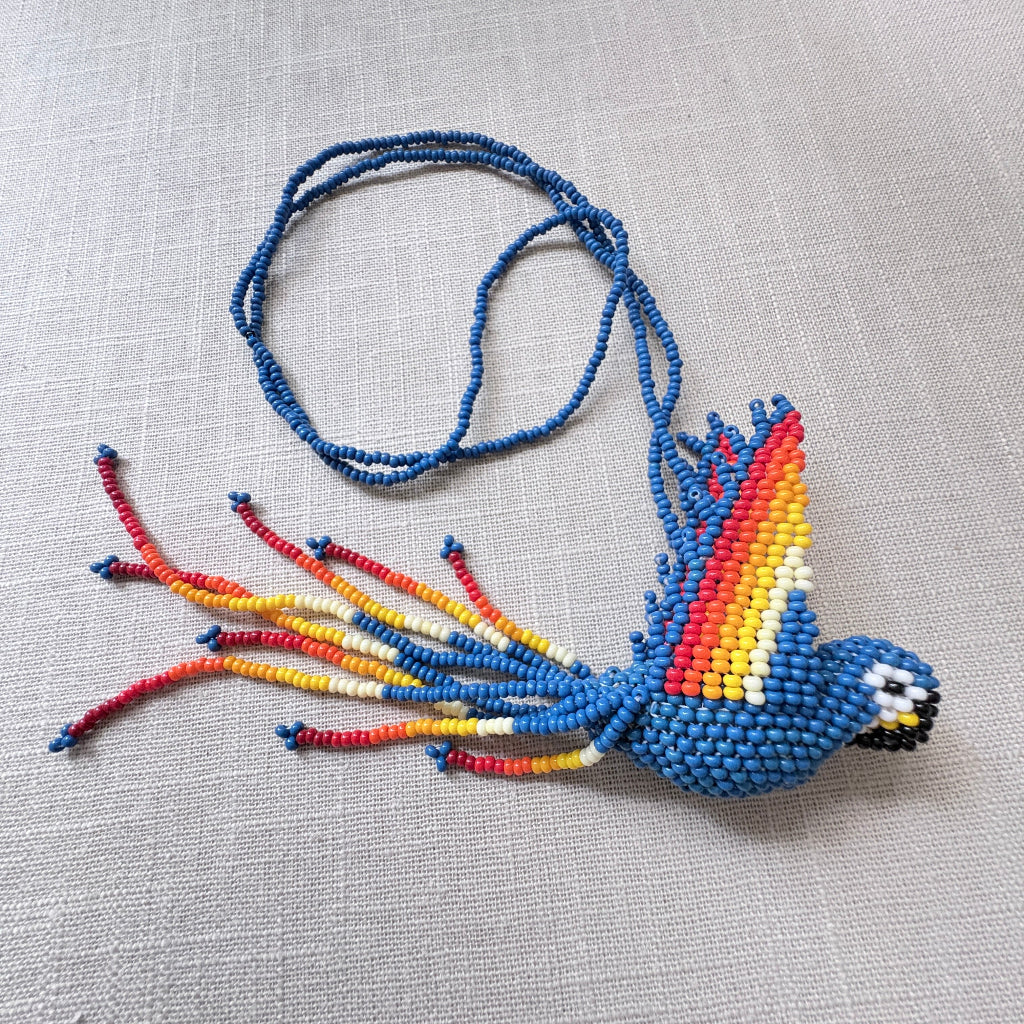 Collier ara bleu