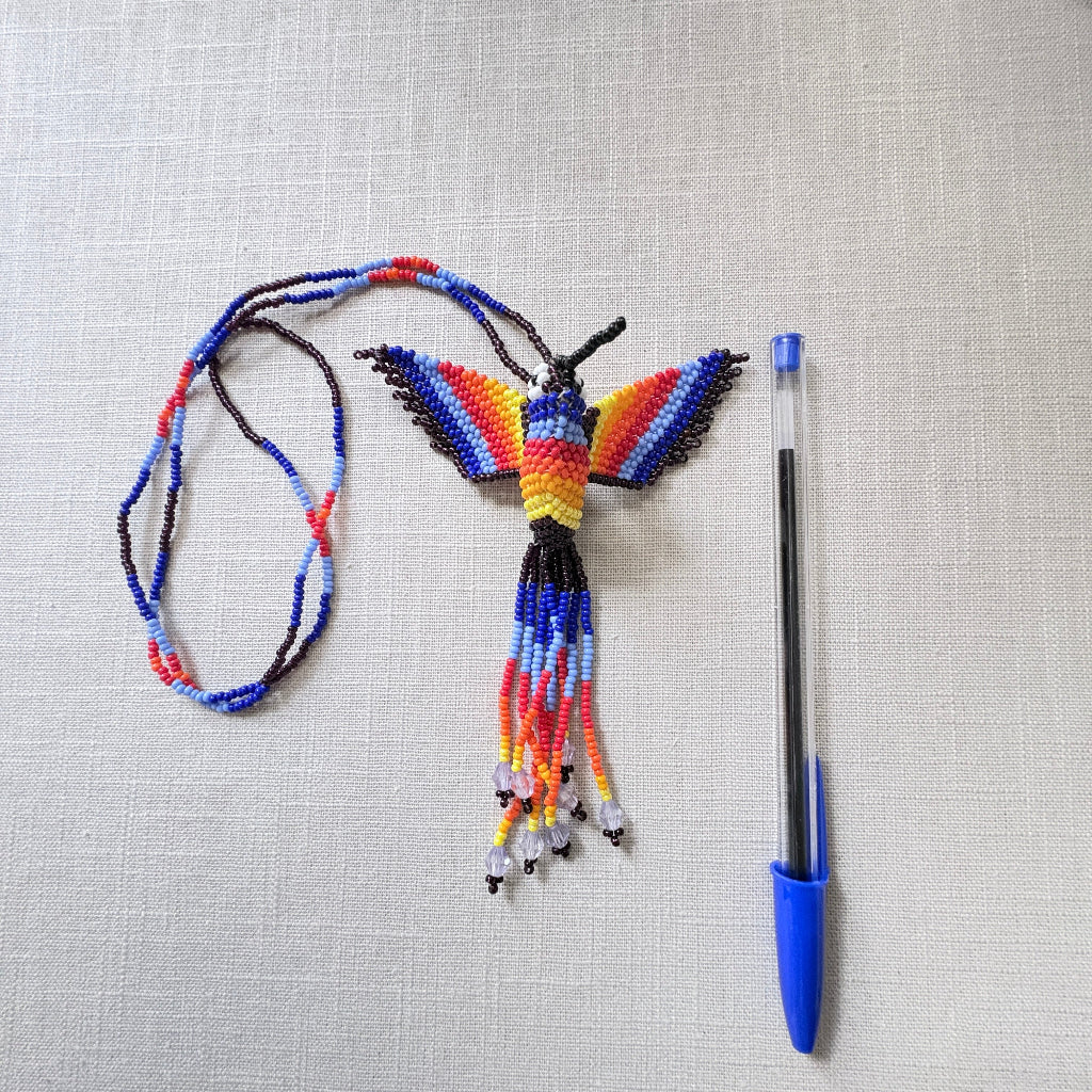 Collier colibri bleu