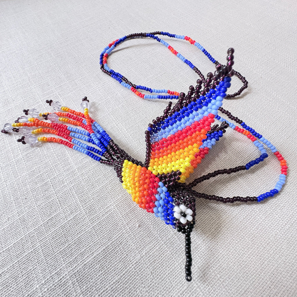 Collier colibri bleu