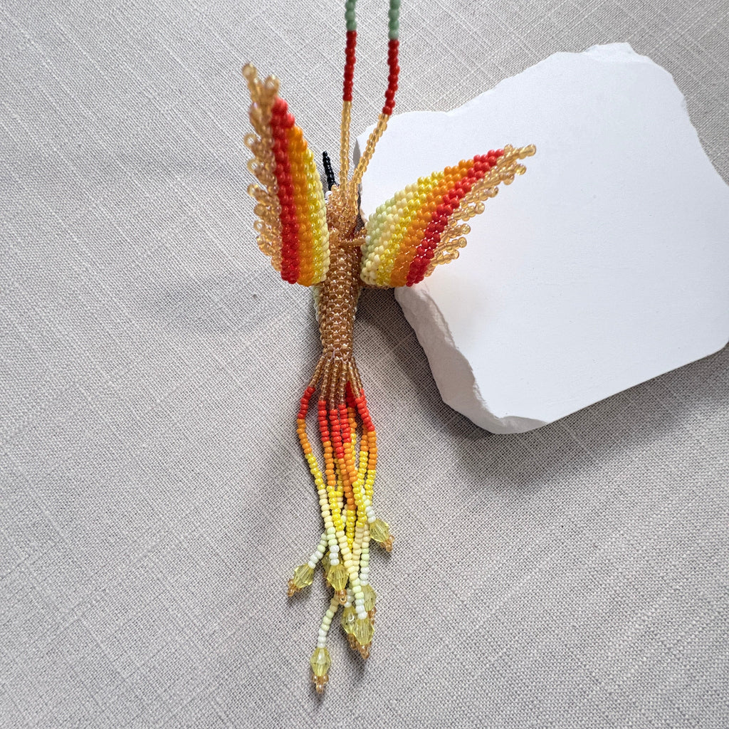 Collier colibri jaune