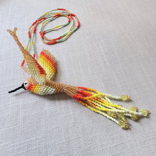 Collier colibri jaune