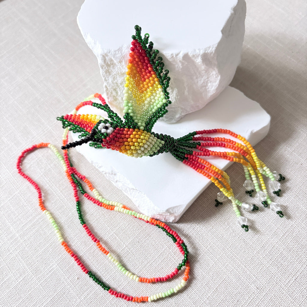 Collier colibri vert